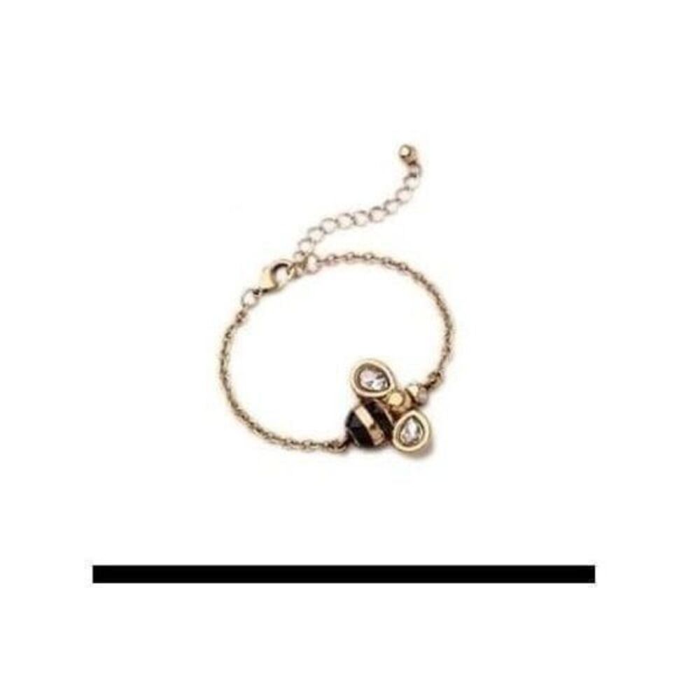 Antiqued gold Bee Enamel Crystal Bracele